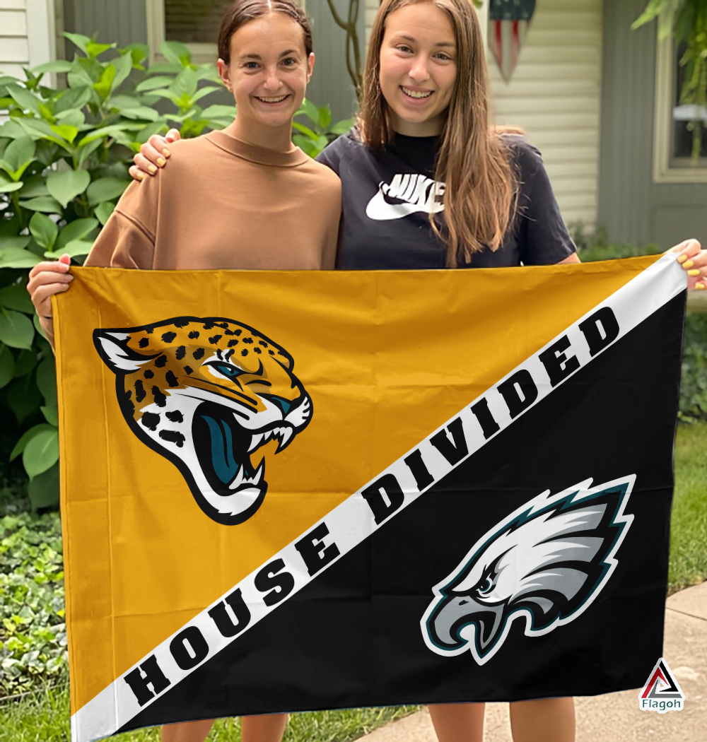Jaguars vs Eagles House Divided Flag, NFL House Divided Flag - Image 3