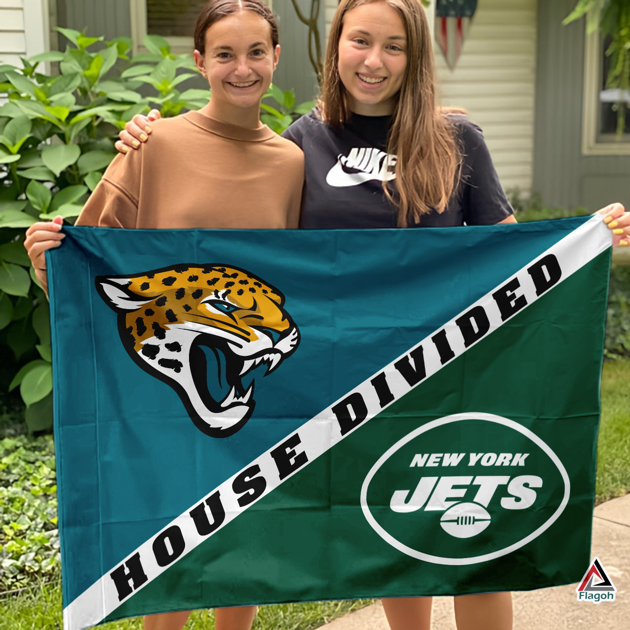 Jaguars vs Jets House Divided Flag, NFL House Divided Flag - Image 3