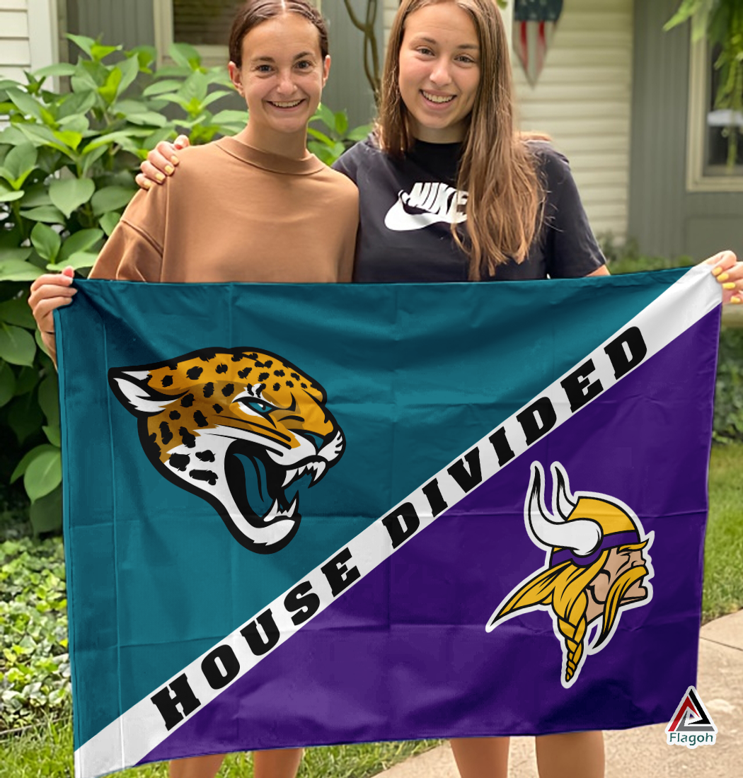 Jaguars vs Vikings House Divided Flag, NFL House Divided Flag - Image 3