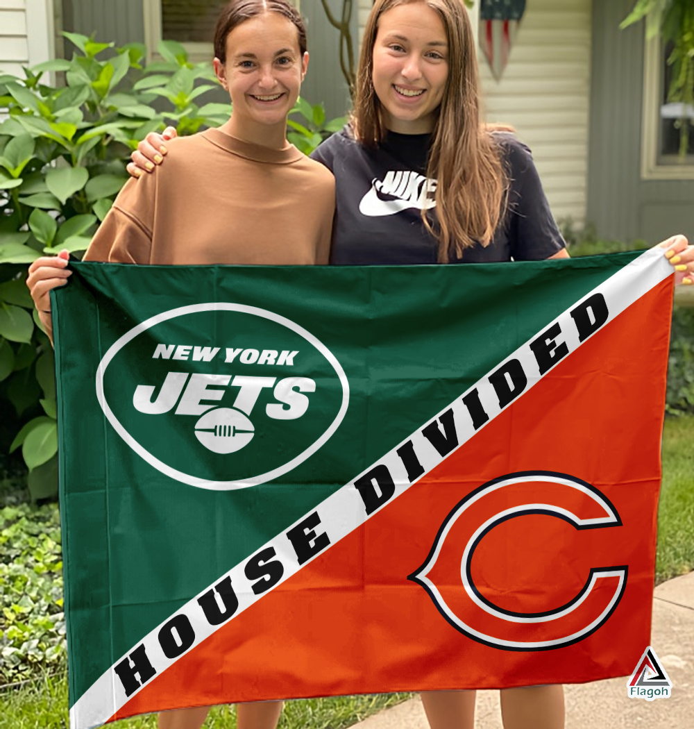 Jets vs Bears House Divided Flag, NFL House Divided Flag - Image 3
