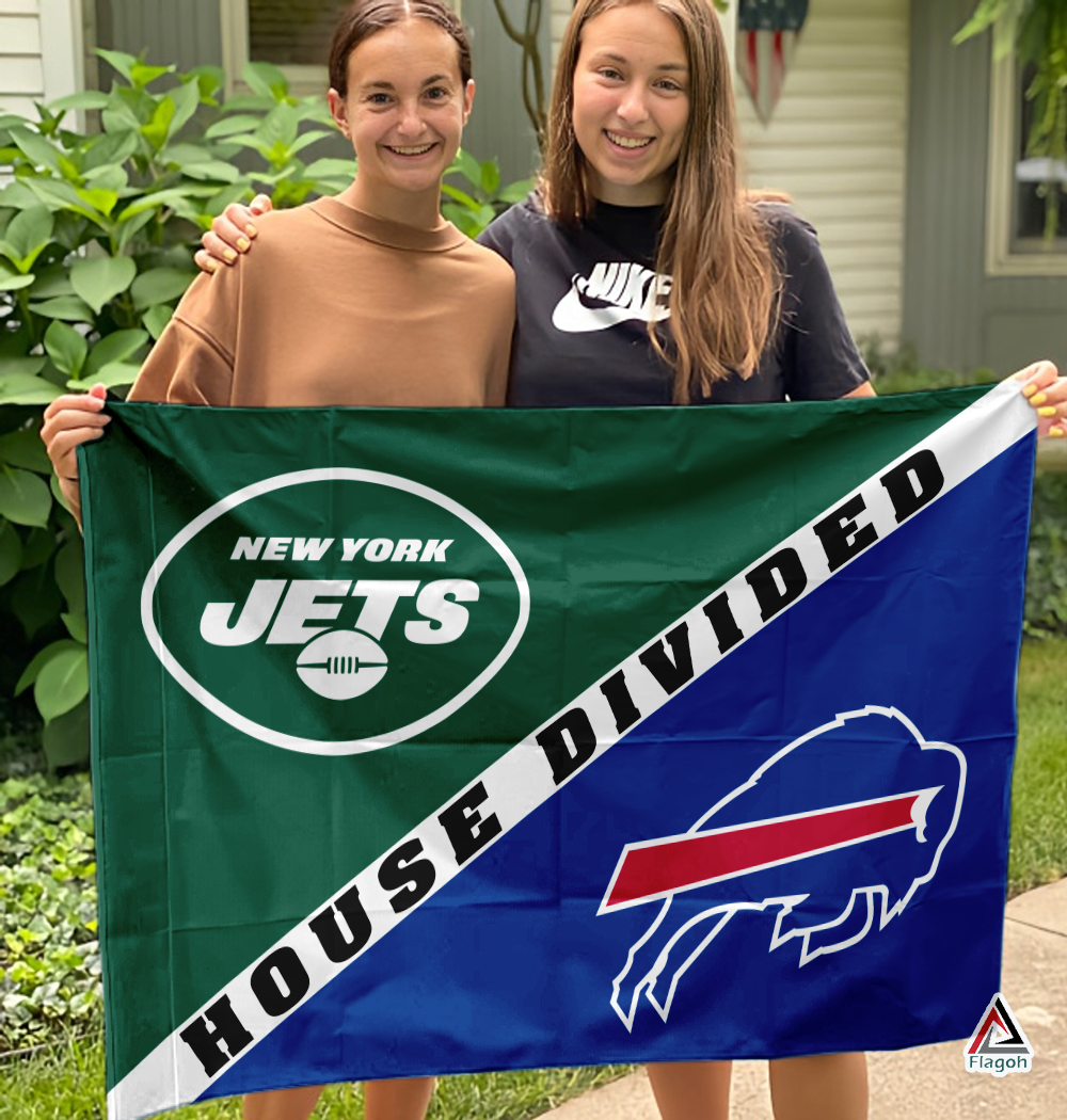Jets vs Bills House Divided Flag, NFL House Divided Flag - Image 3