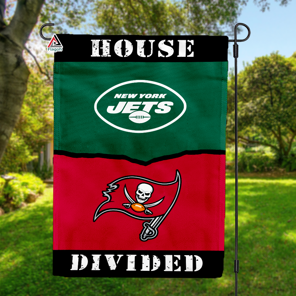 Jets vs Buccaneers House Divided Flag, NFL House Divided Flag