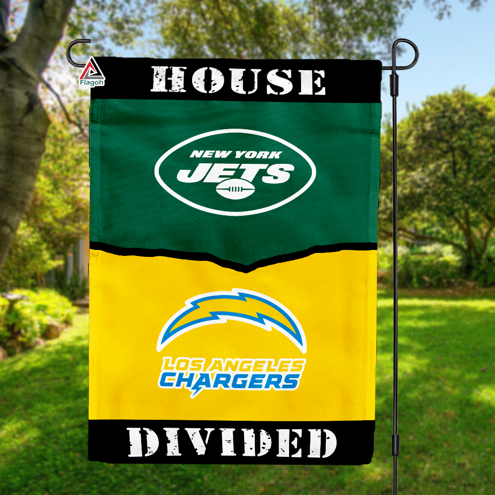 Jets vs Chargers House Divided Flag, NFL House Divided Flag