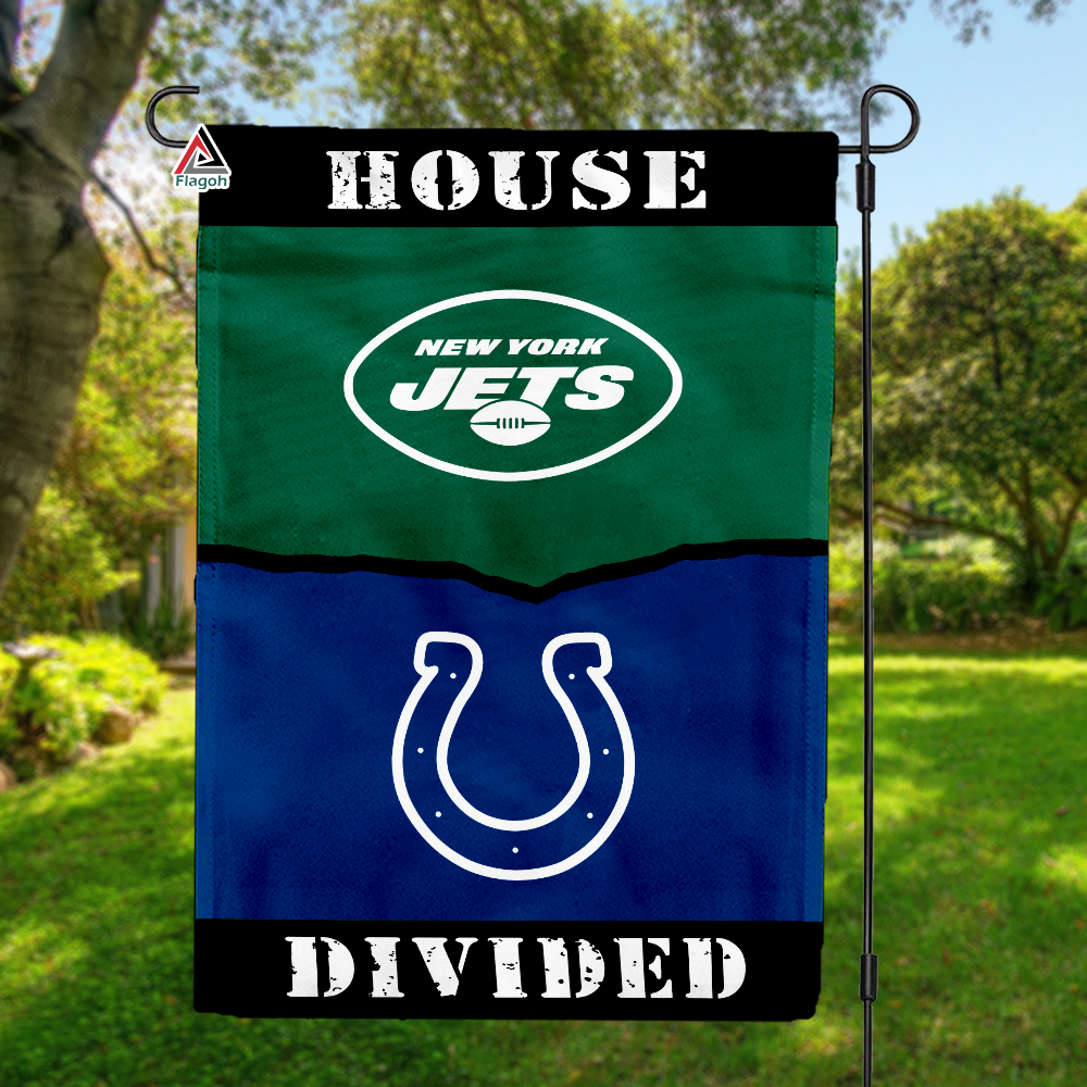 Jets vs Colts House Divided Flag, NFL House Divided Flag