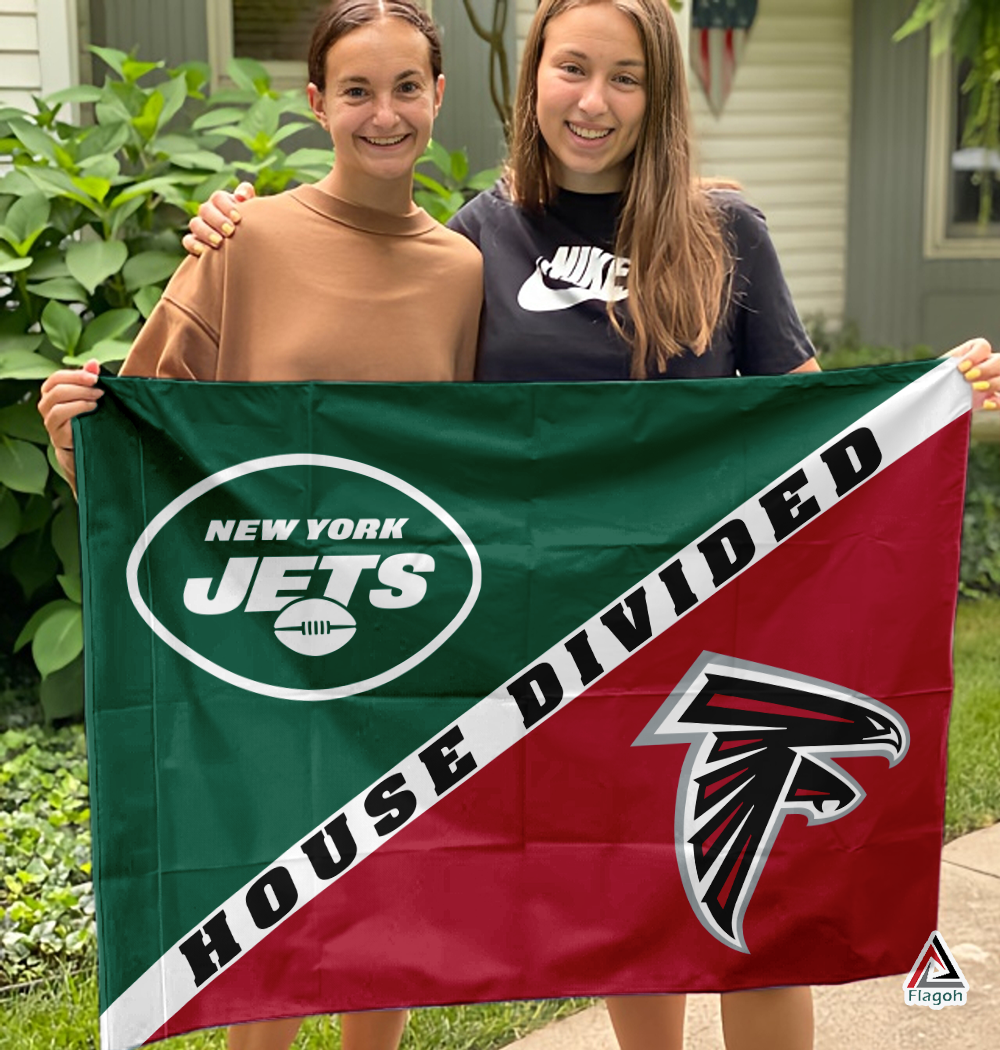 Jets vs Falcons House Divided Flag, NFL House Divided Flag - Image 3