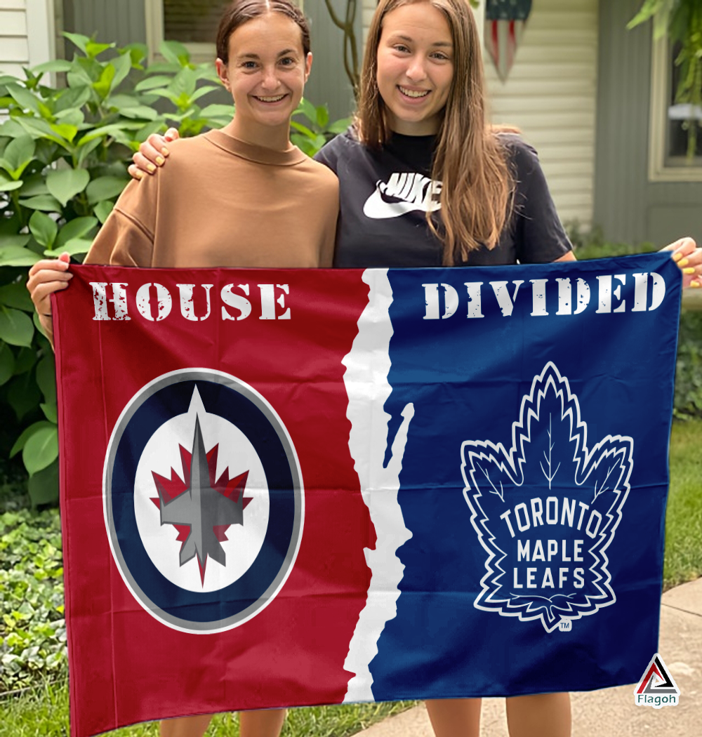 Jets vs Maple Leafs House Divided Flag, NHL House Divided Flag - Image 3