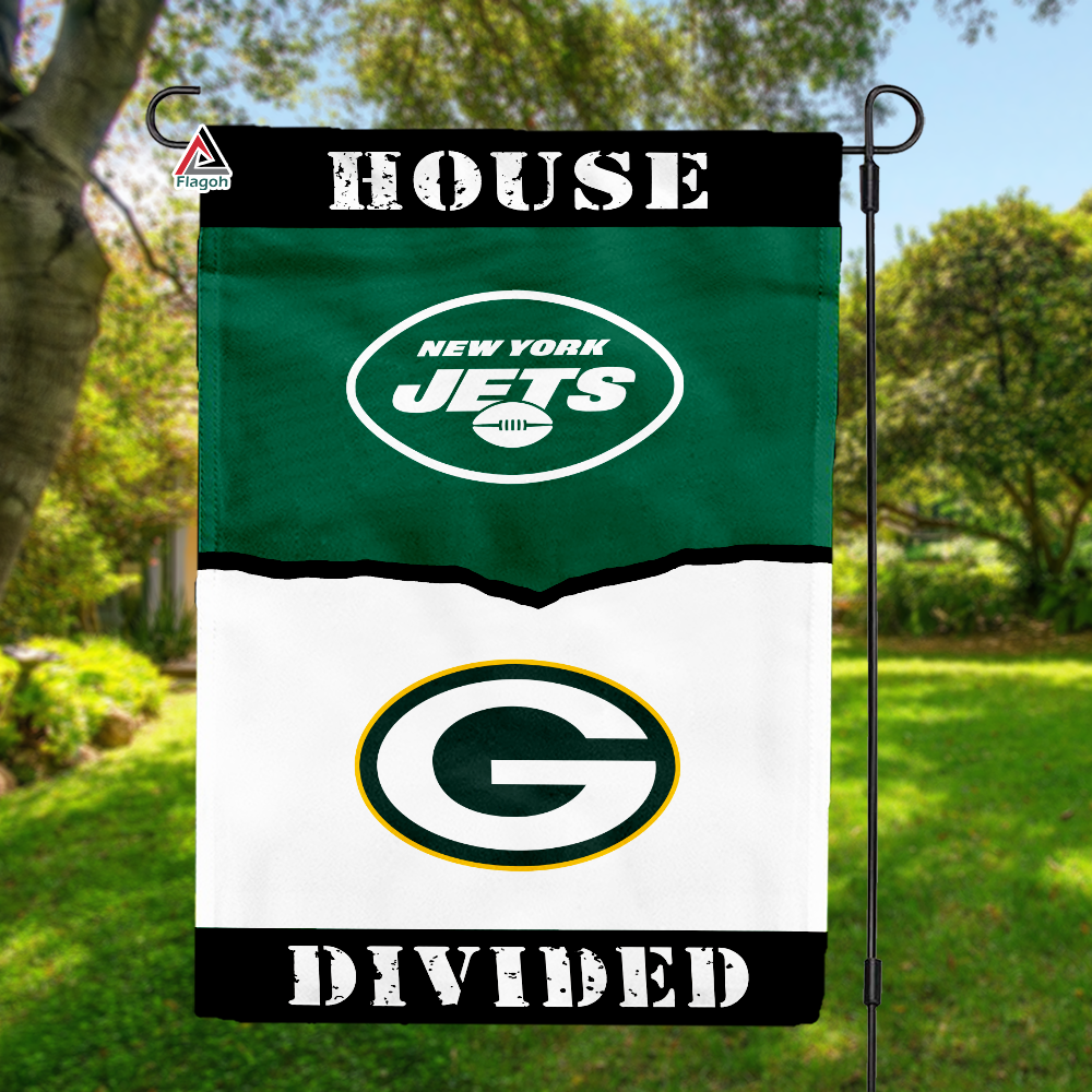 Jets vs Packers House Divided Flag, NFL House Divided Flag
