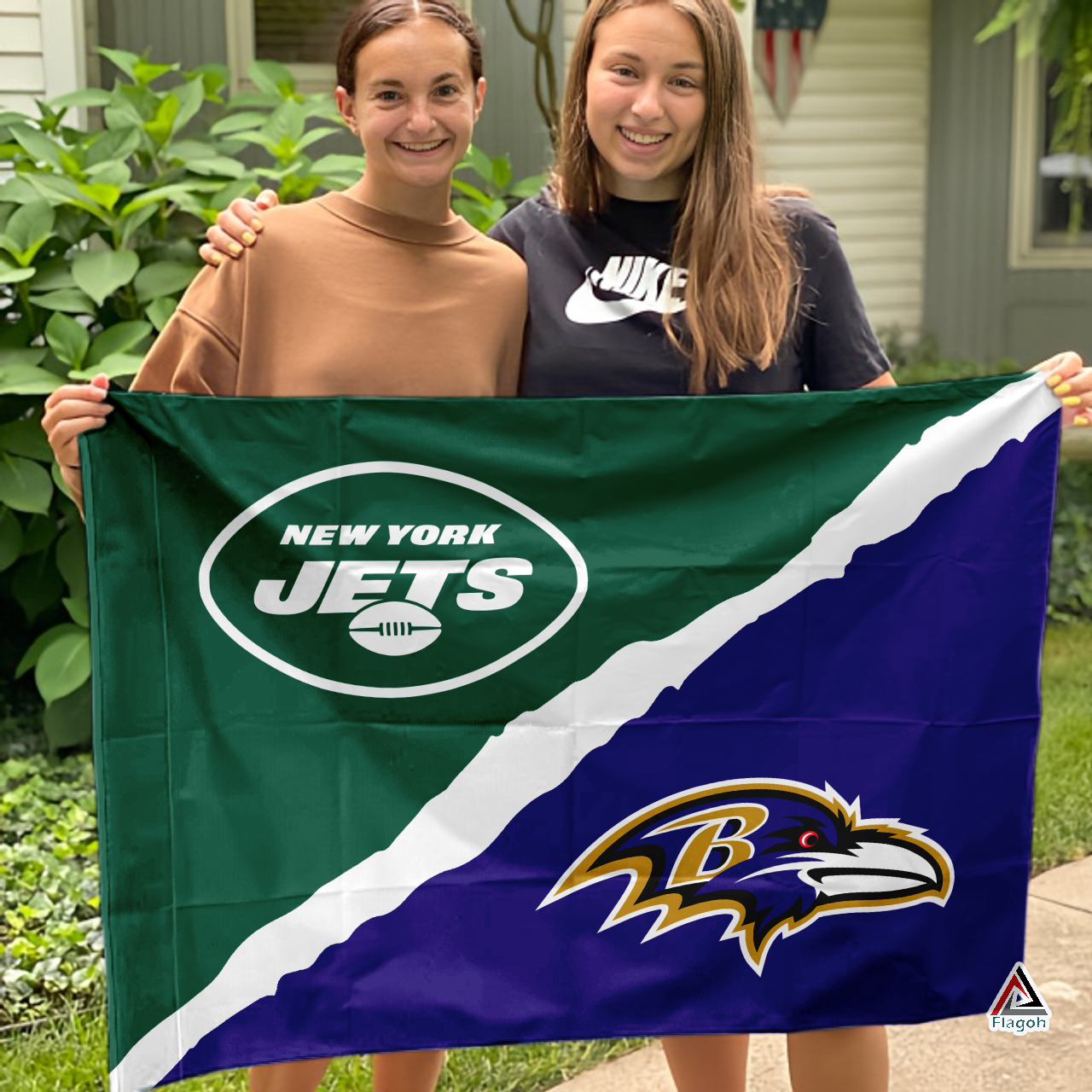Jets vs Ravens House Divided Flag, NFL House Divided Flag - Image 3