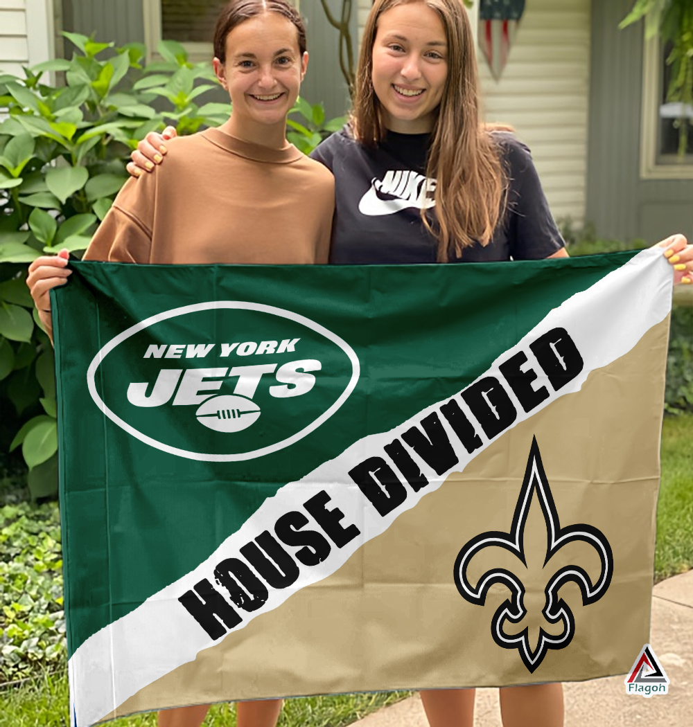 Jets vs Saints House Divided Flag, NFL House Divided Flag - Image 3