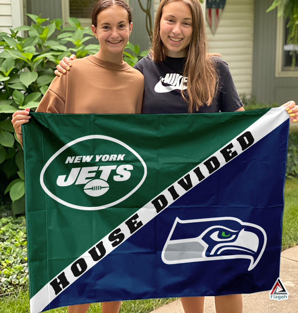 Jets vs Seahawks House Divided Flag, NFL House Divided Flag - Image 3