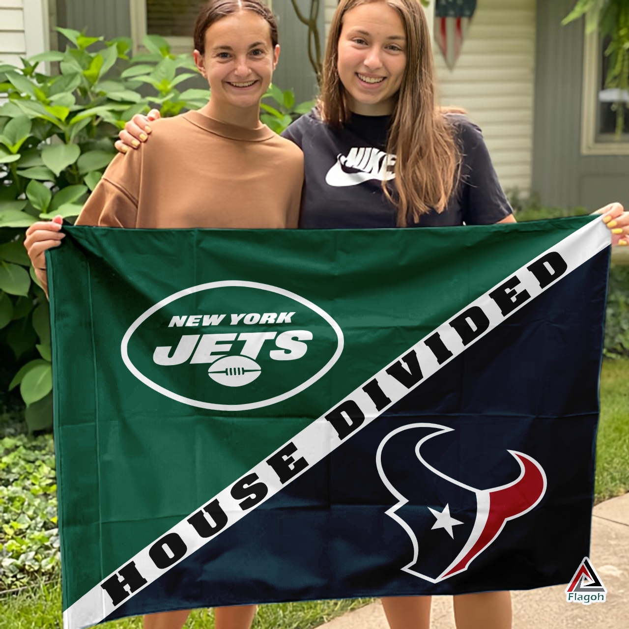 Jets vs Texans House Divided Flag, NFL House Divided Flag - Image 3