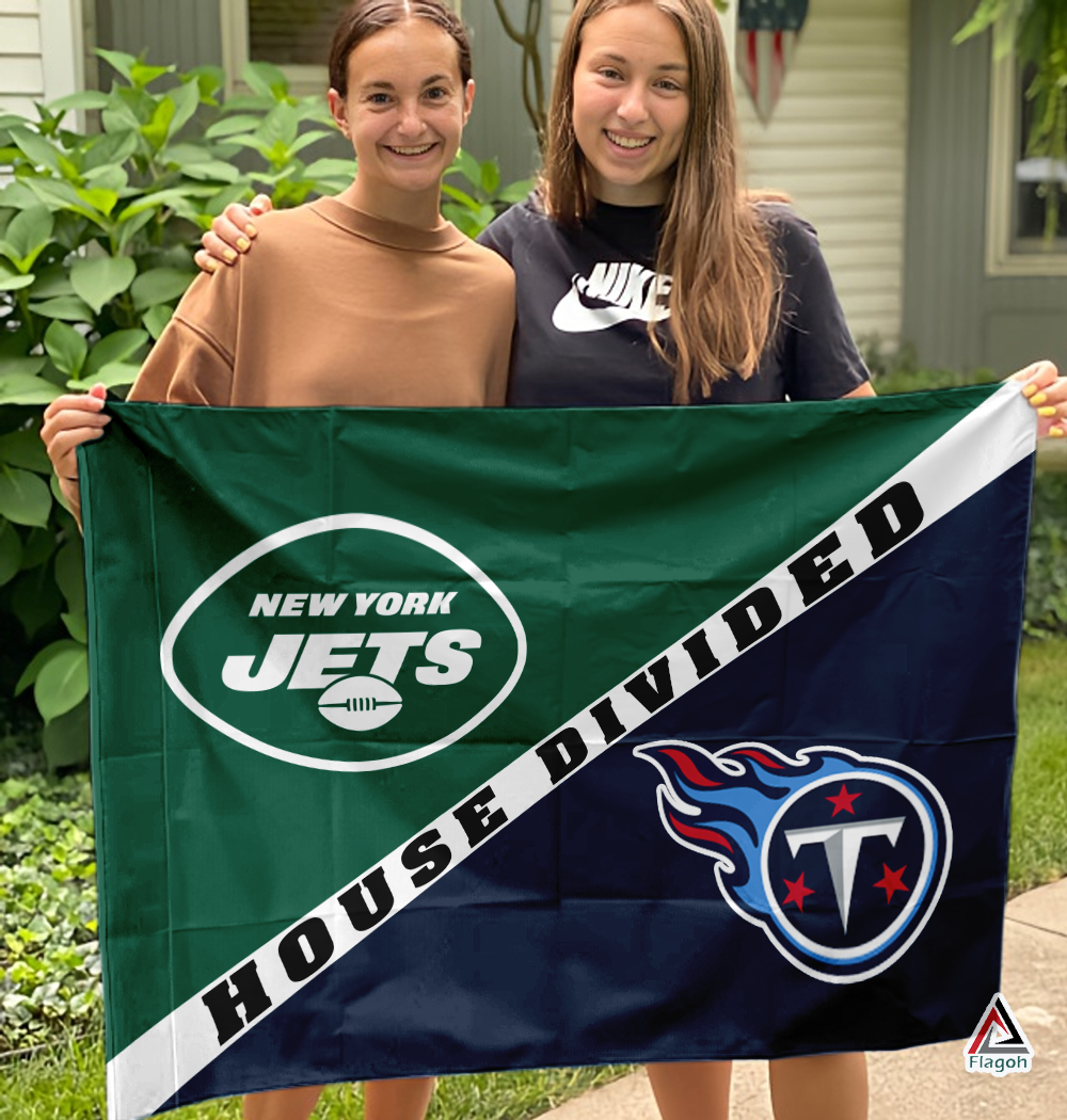 Jets vs Titans House Divided Flag, NFL House Divided Flag - Image 3
