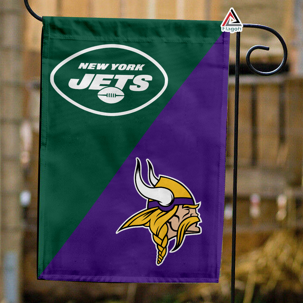 Jets vs Vikings House Divided Flag, NFL House Divided Flag