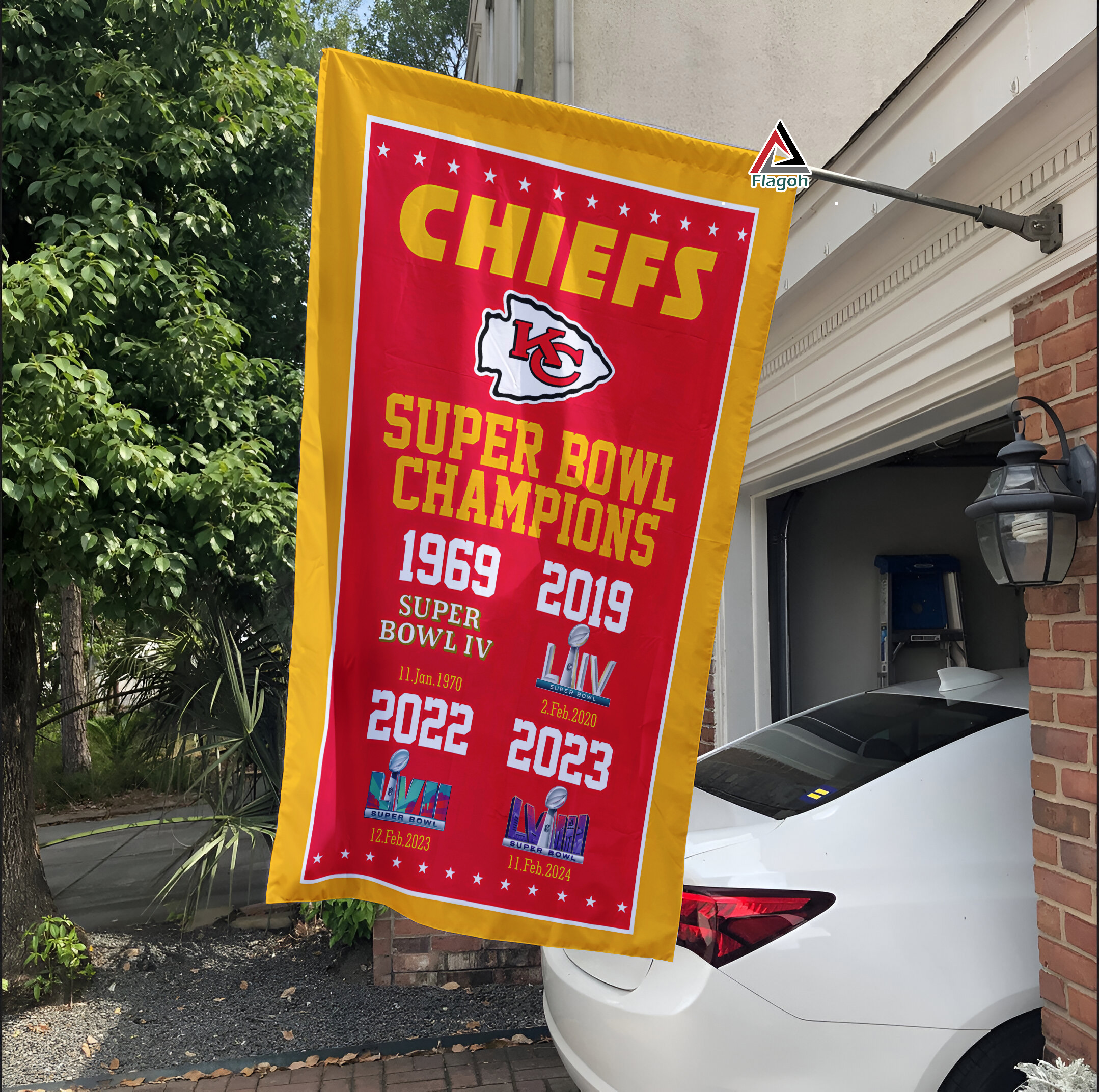 Kansas City Chiefs 4 Time Super Bowl Champions Flag, NFL Flag - Image 4