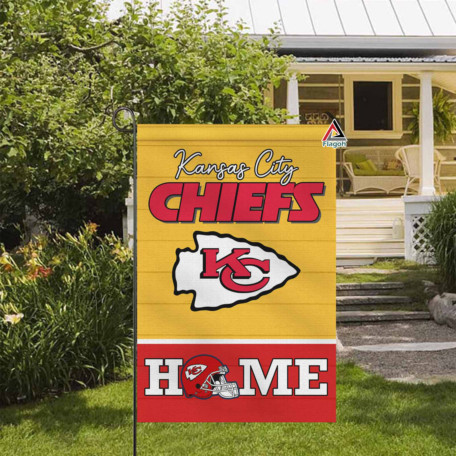 Kansas City Chiefs Football Flag, KC Wolf Mascot Personalized Football Fan Welcome Flags, Custom Family Name NFL Premium Decor - Image 6