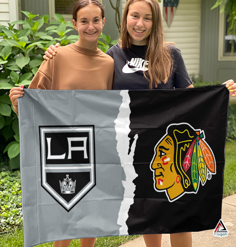 Kings vs Blackhawks House Divided Flag, NHL House Divided Flag - Image 3