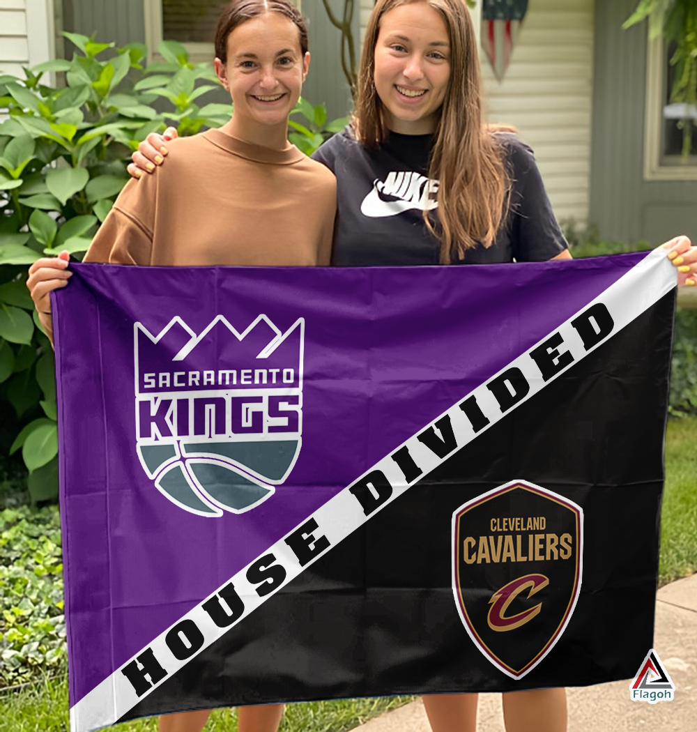 Kings vs Cavaliers House Divided Flag, NBA House Divided Flag - Image 3