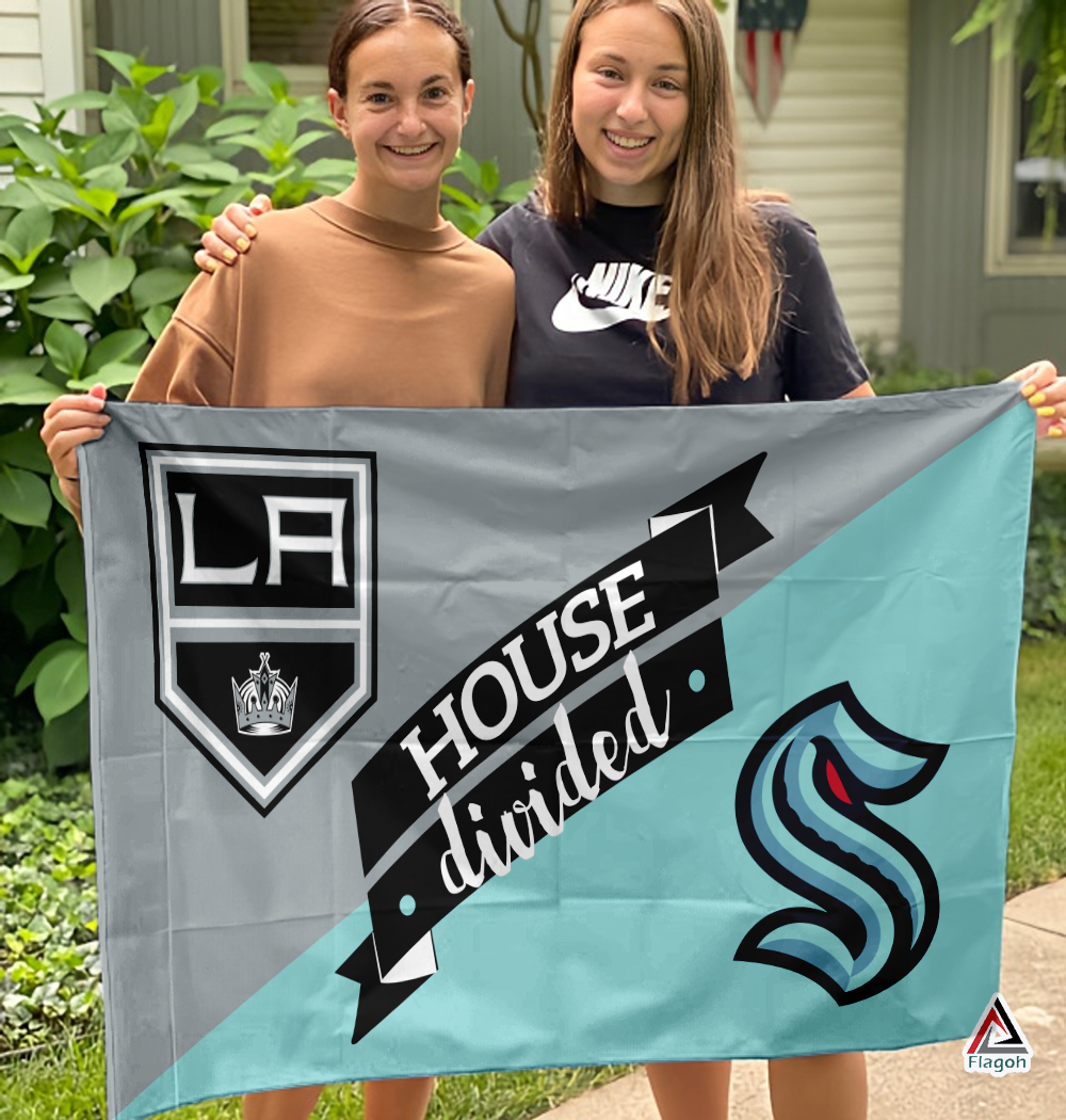 Kings vs Kraken House Divided Flag, NHL House Divided Flag - Image 3