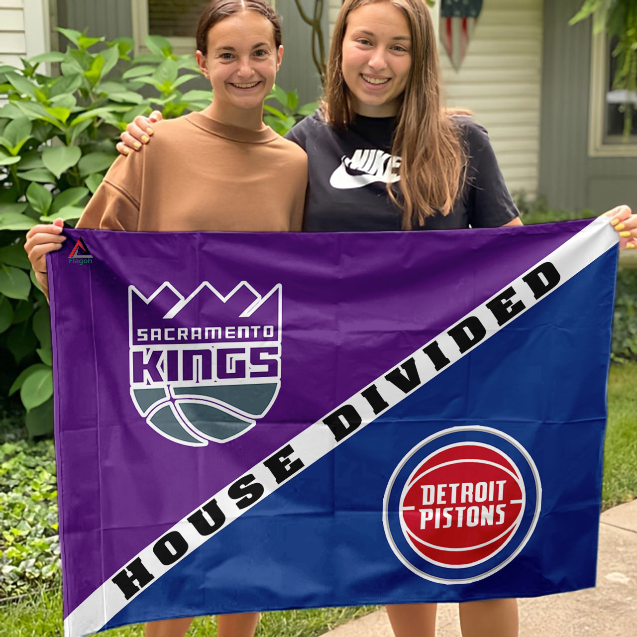 Kings vs Pistons House Divided Flag, NBA House Divided Flag - Image 3