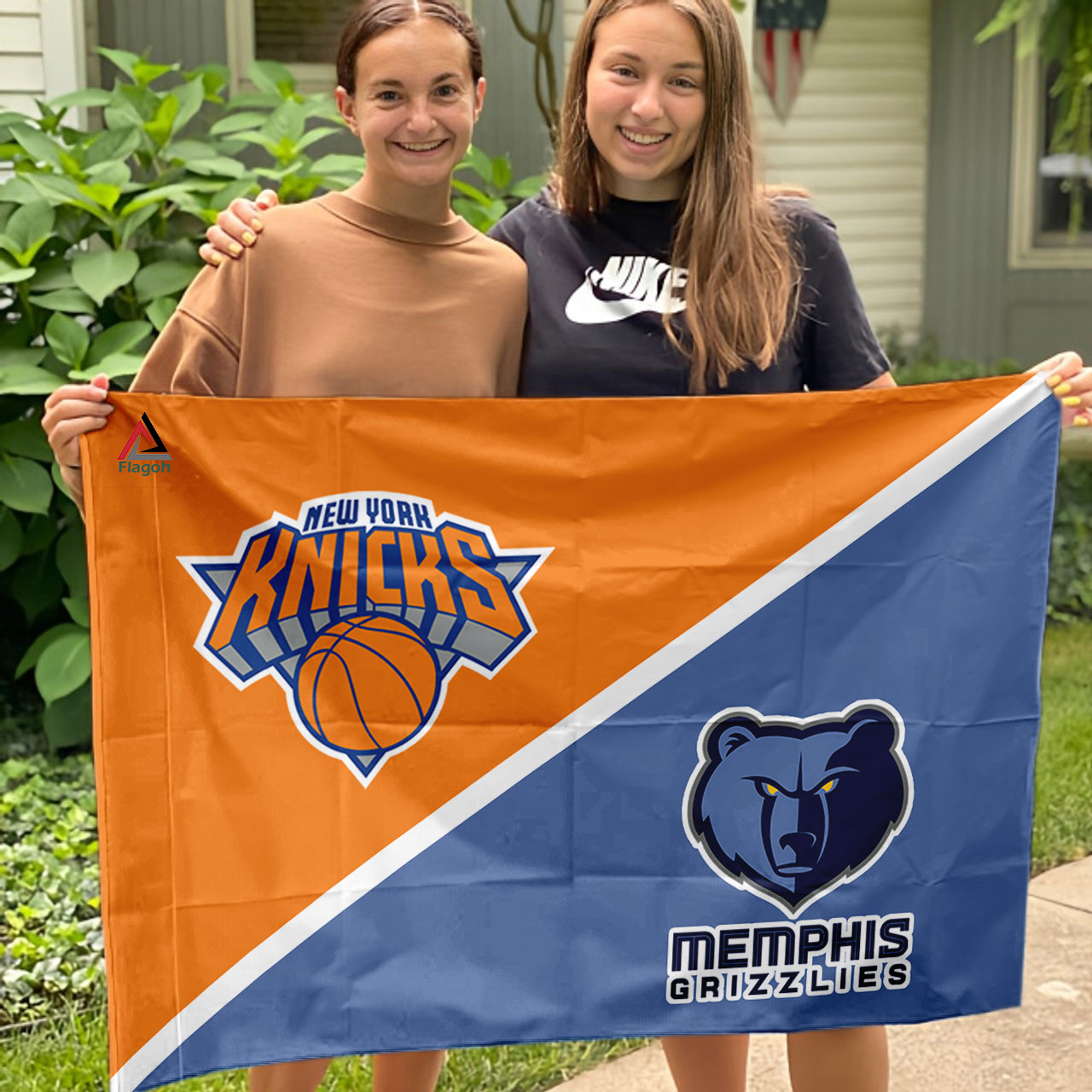 Knicks vs Grizzlies House Divided Flag, NBA House Divided Flag - Image 3