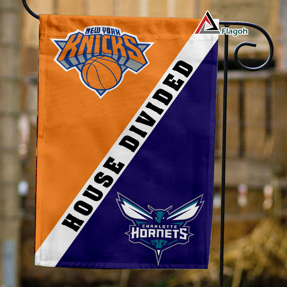 Knicks vs Hornets House Divided Flag, NBA House Divided Flag