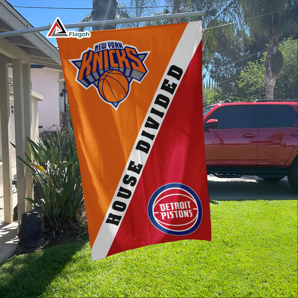 Knicks vs Pistons House Divided Flag, NBA House Divided Flag - Image 4