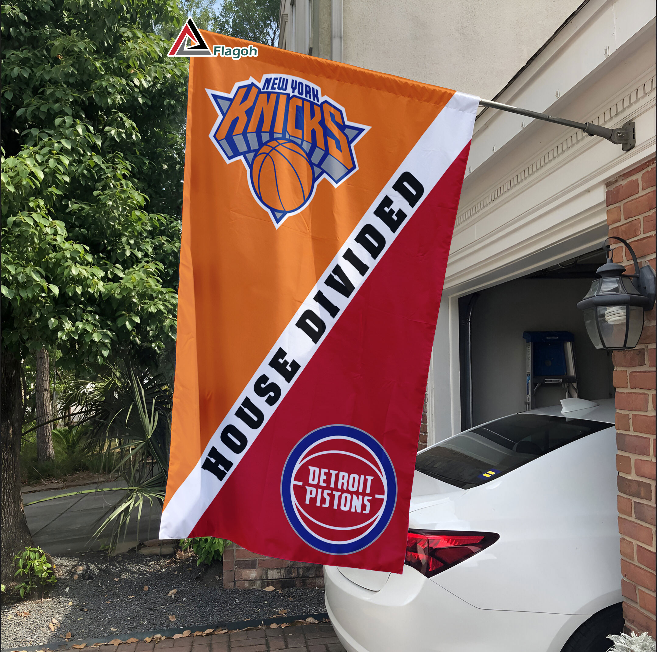 Knicks vs Pistons House Divided Flag, NBA House Divided Flag - Image 3