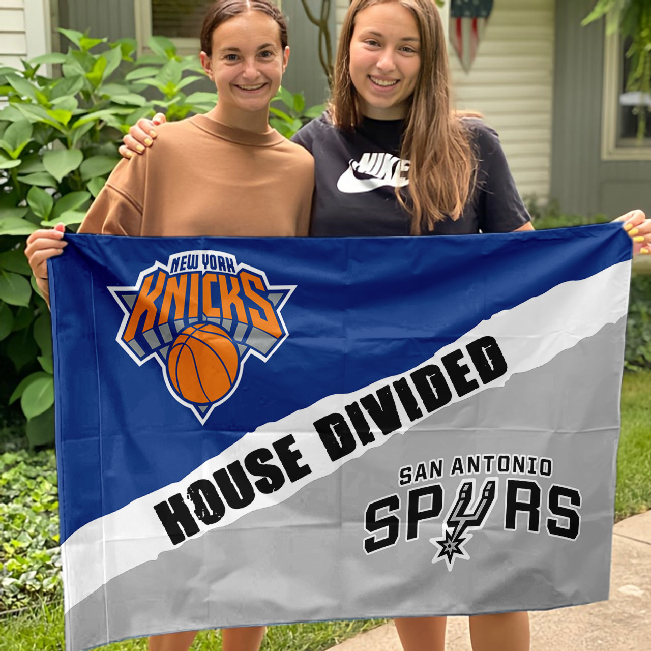 Knicks vs Spurs House Divided Flag, NBA House Divided Flag - Image 3