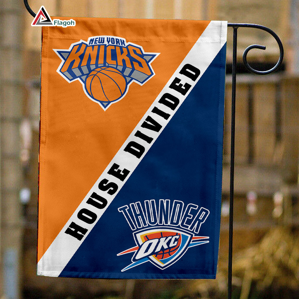 Knicks vs Thunder House Divided Flag, NBA House Divided Flag