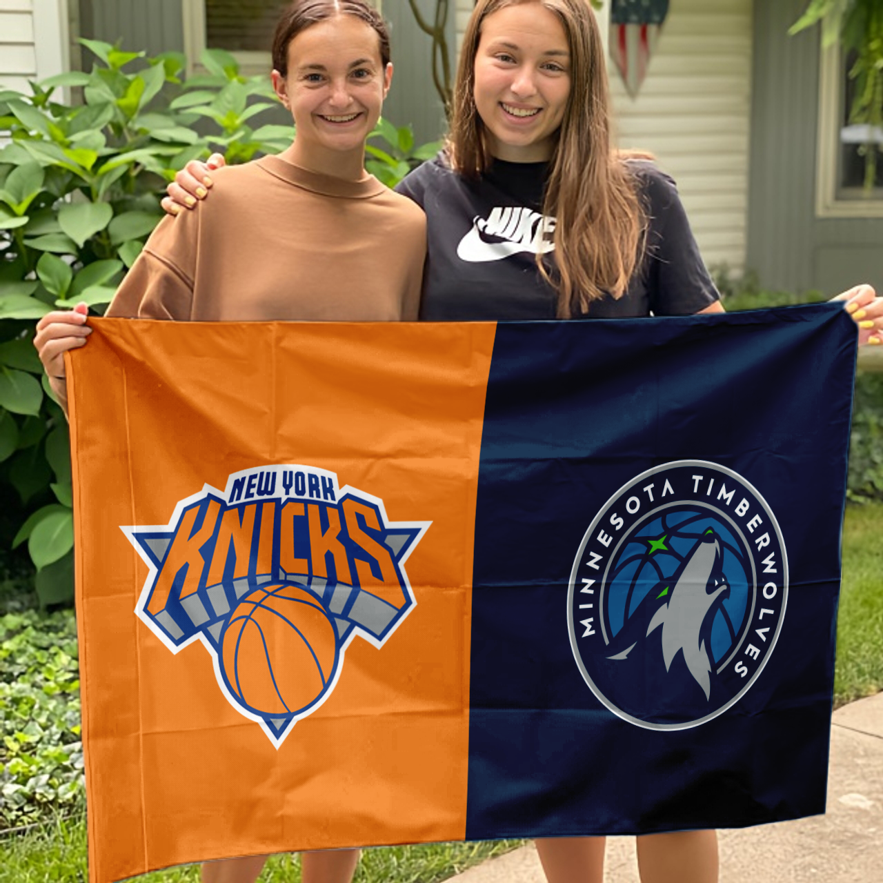 Knicks vs Timberwolves House Divided Flag, NBA House Divided Flag - Image 3