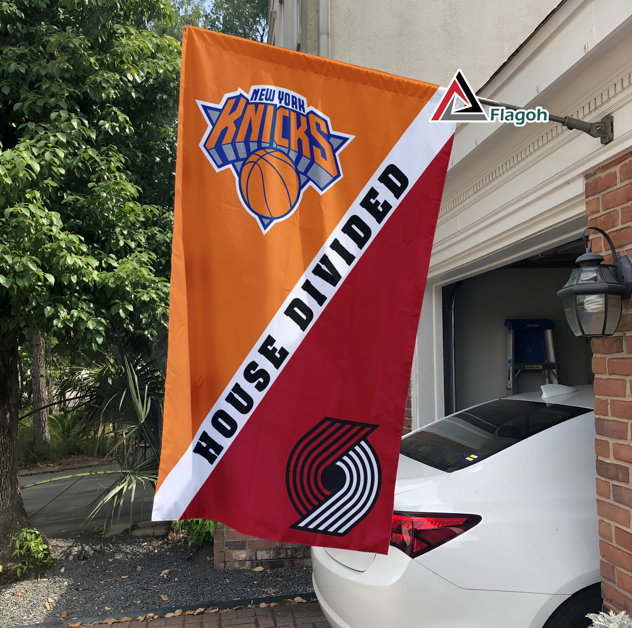 Knicks vs Trail Blazers House Divided Flag, NBA House Divided Flag - Image 4