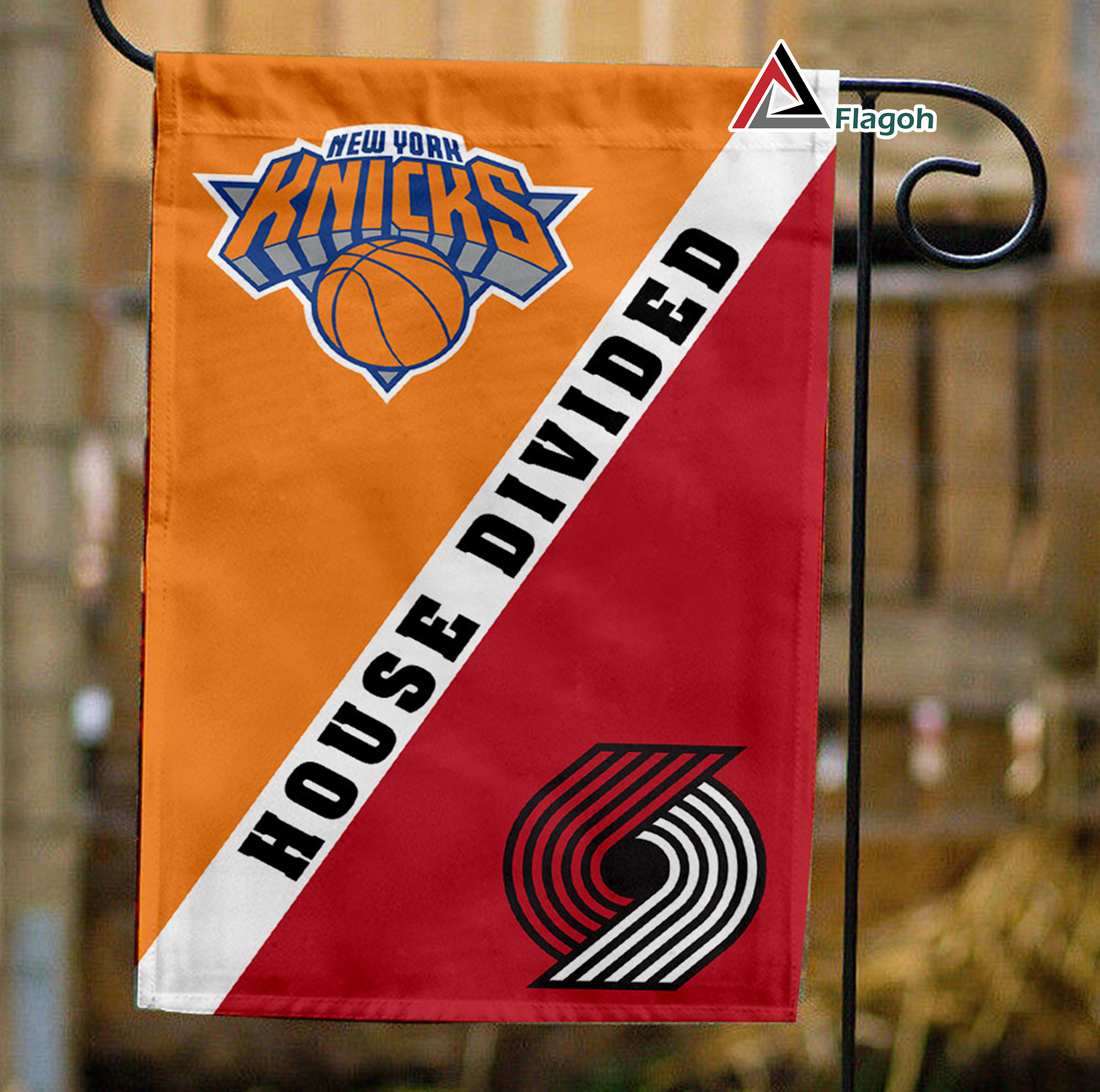 Knicks vs Trail Blazers House Divided Flag, NBA House Divided Flag