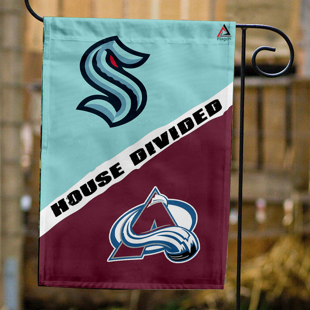 Kraken vs Avalanche House Divided Flag, NHL House Divided Flag