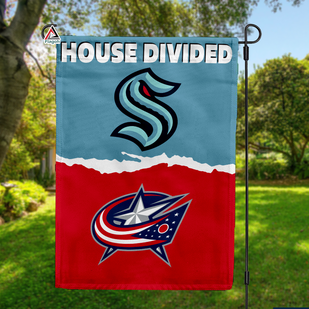 Kraken vs Blue Jackets House Divided Flag, NHL House Divided Flag