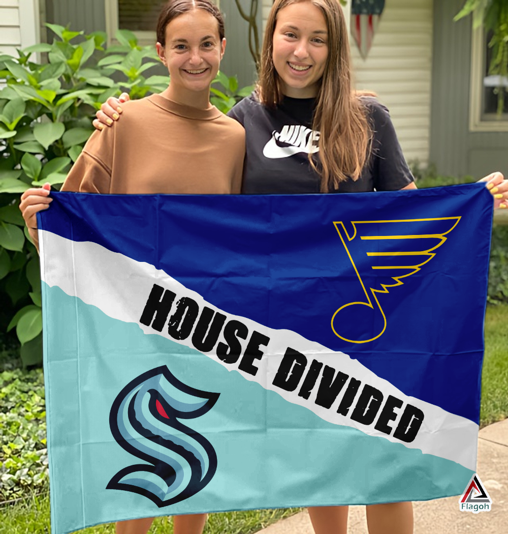 Kraken vs Blues House Divided Flag, NHL House Divided Flag - Image 3
