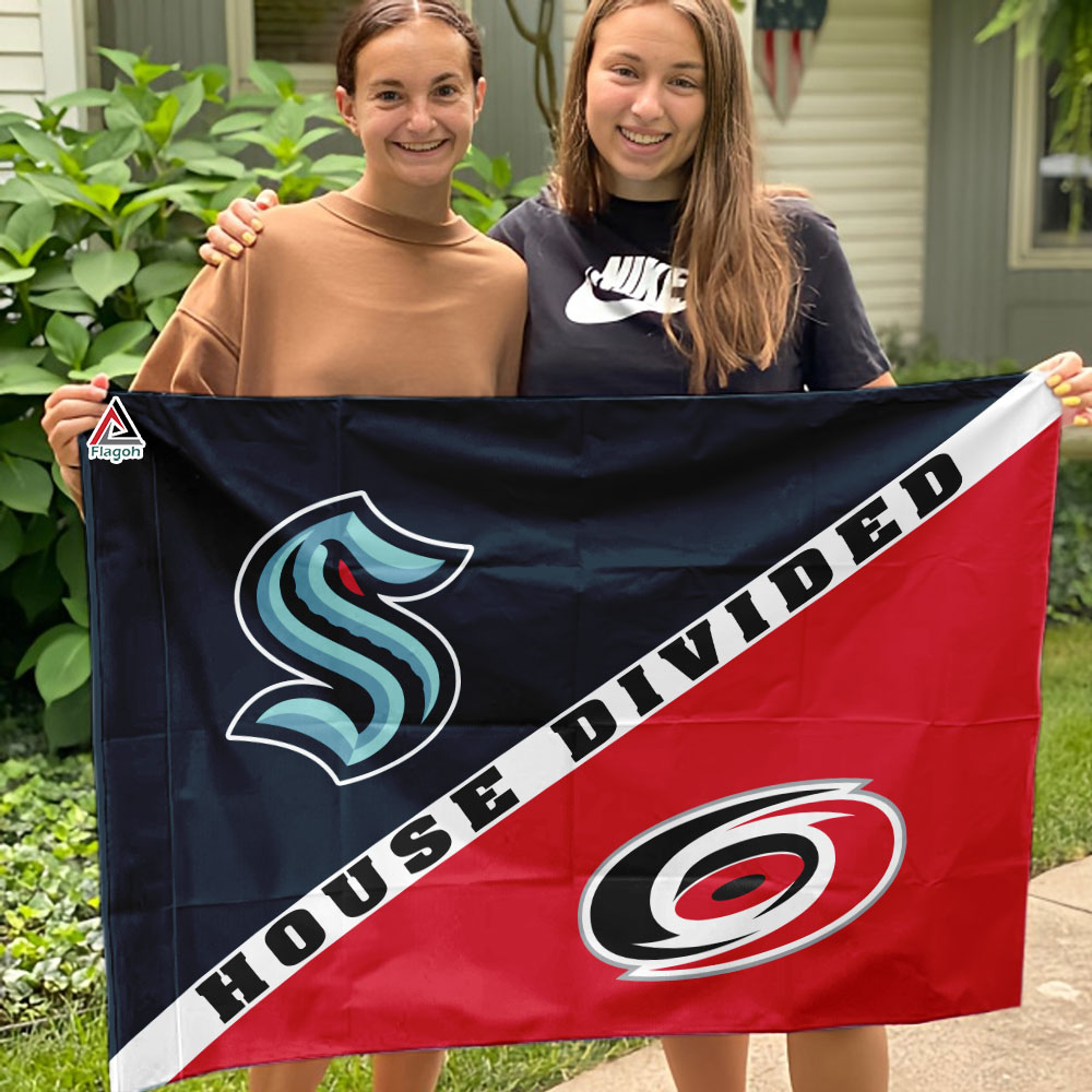 Kraken vs Hurricanes House Divided Flag, NHL House Divided Flag - Image 3