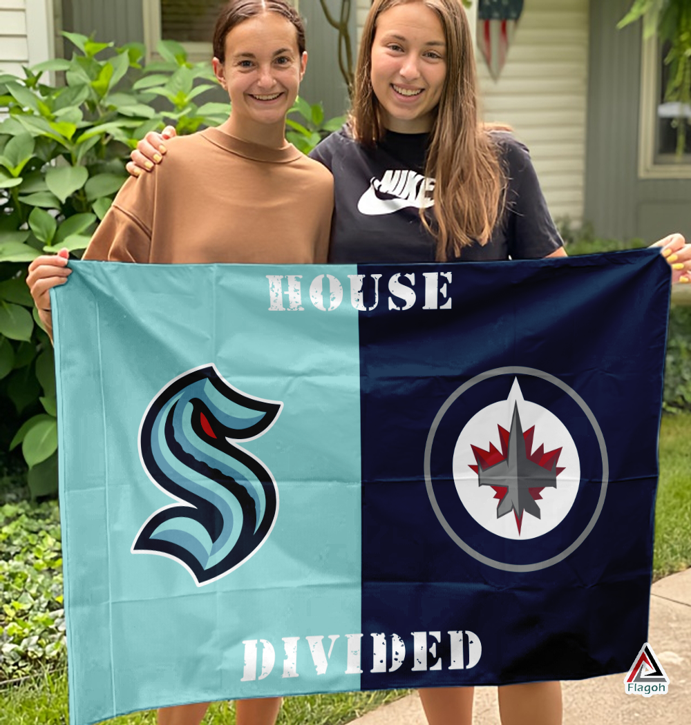 Kraken vs Jets House Divided Flag, NHL House Divided Flag - Image 3