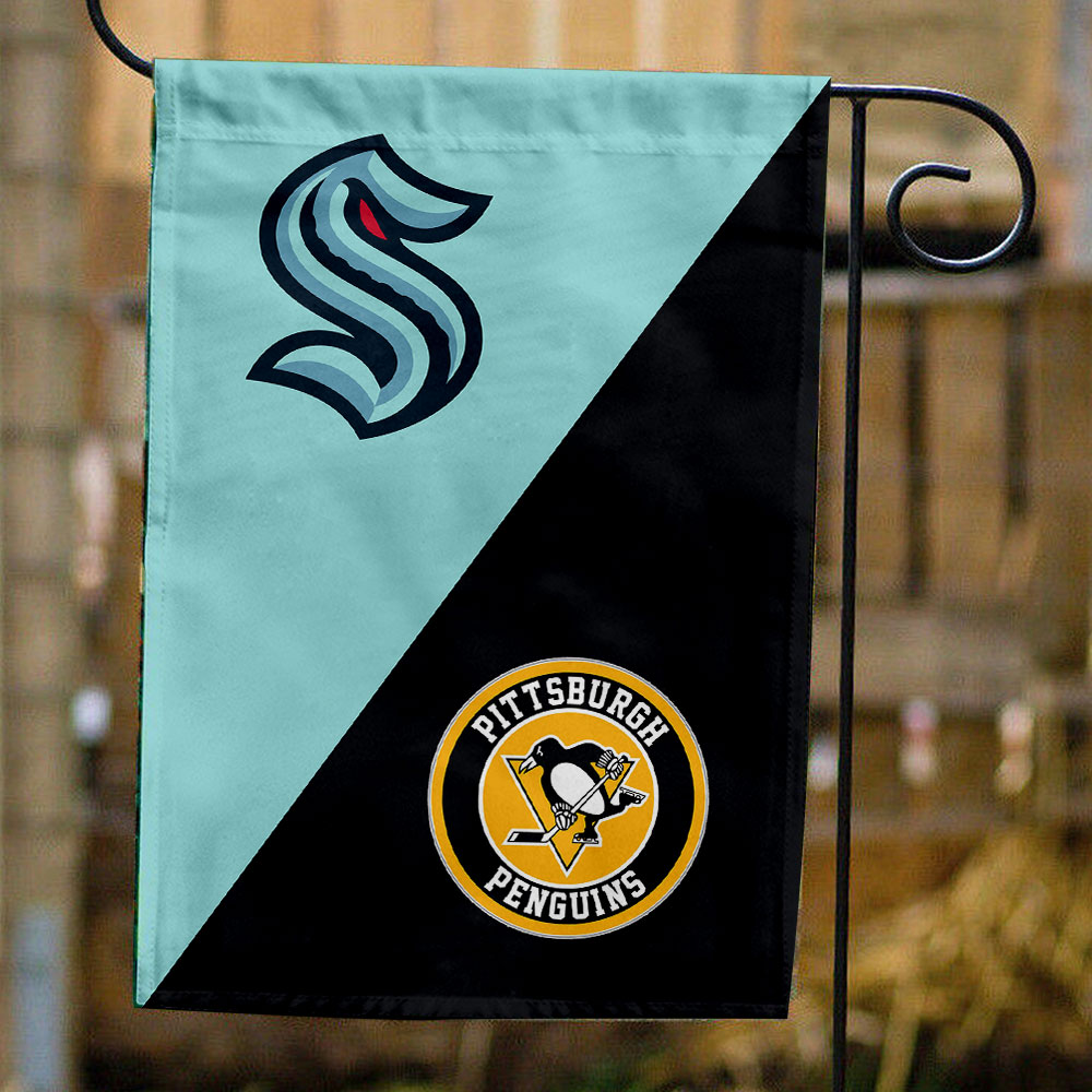 Kraken vs Penguins House Divided Flag, NHL House Divided Flag