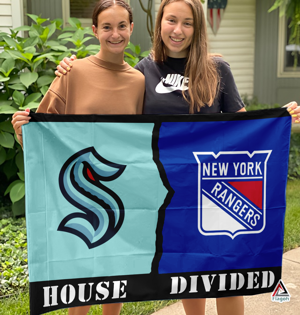 Kraken vs Rangers House Divided Flag, NHL House Divided Flag - Image 3