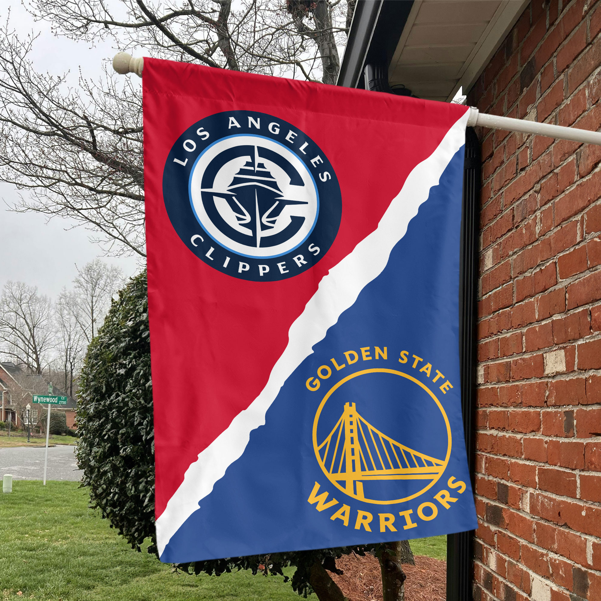 LA vs Golden State House Divided Flag, NBA House Divided Flag