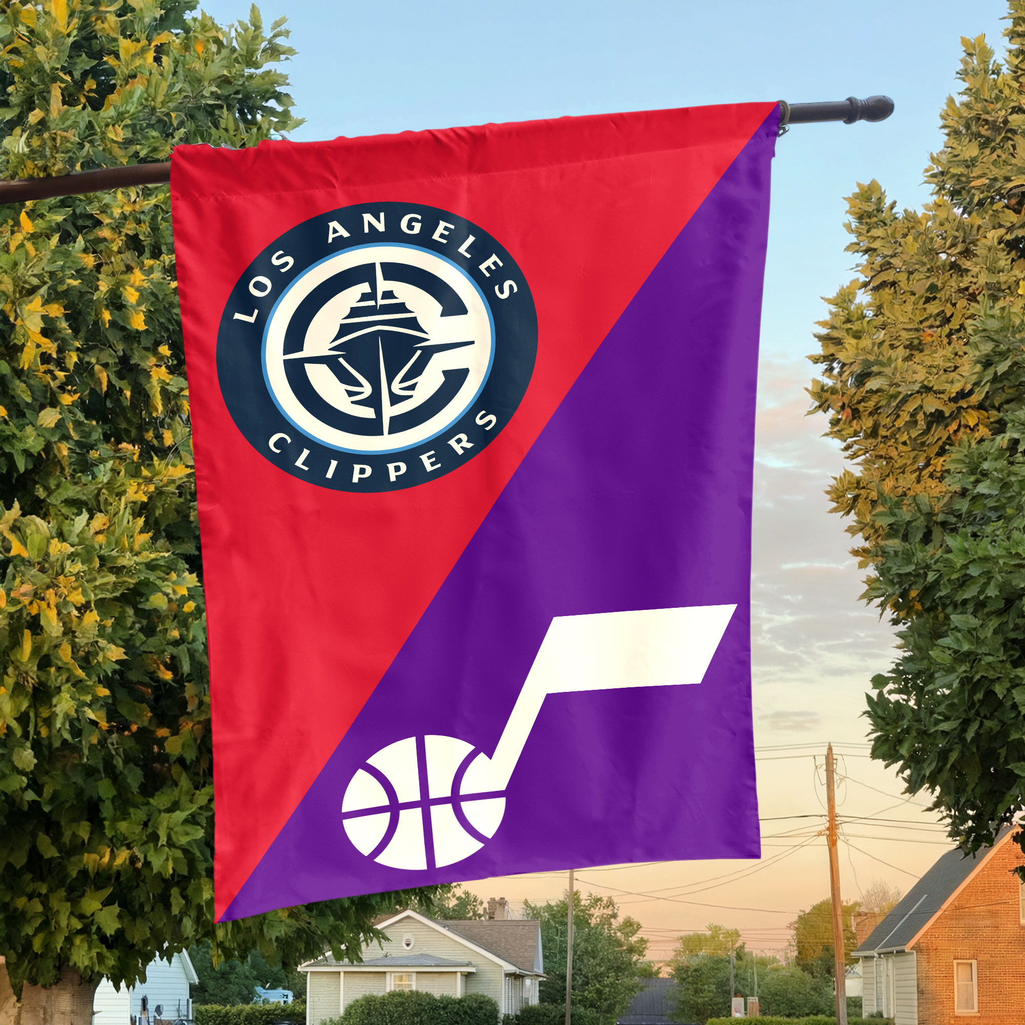LA vs Utah House Divided Flag, NBA House Divided Flag