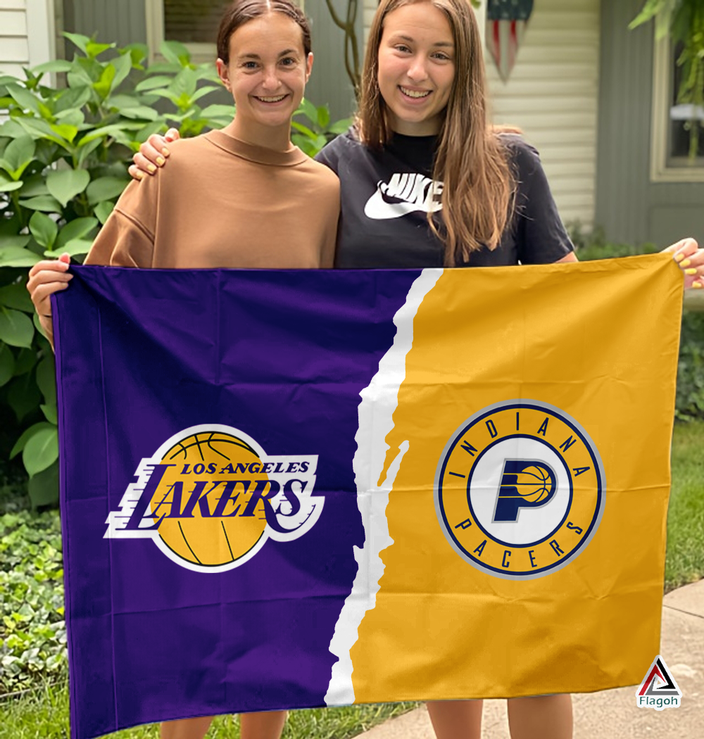 Lakers vs Pacers House Divided Flag, NBA House Divided Flag - Image 3