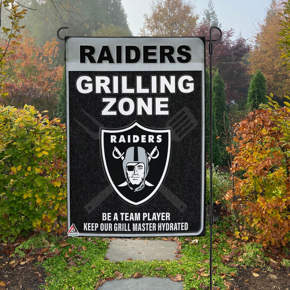 Las Vegas Raiders Grilling Zone Flag, Raiders Football Fans BBQ Flag