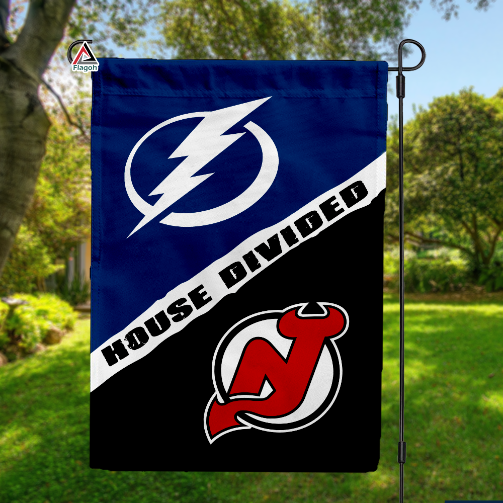 Lightning vs Devils House Divided Flag, NHL House Divided Flag