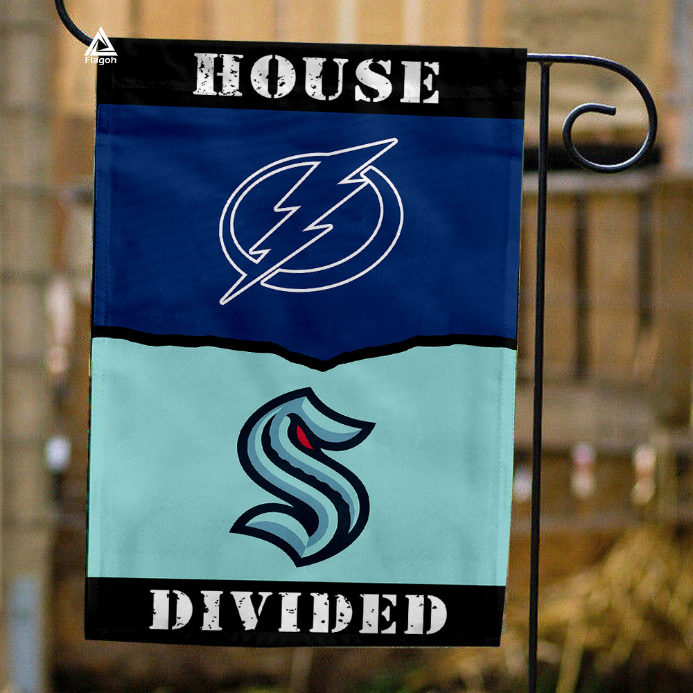 Lightning vs Kraken House Divided Flag, NHL House Divided Flag