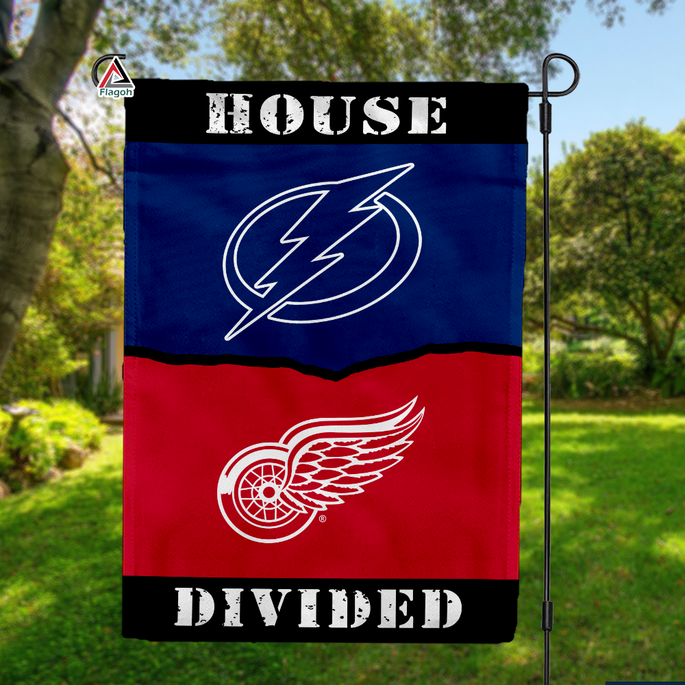 Lightning vs Red Wings House Divided Flag, NHL House Divided Flag