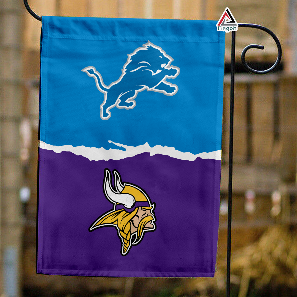 Lions vs Vikings House Divided Flag, NFL House Divided Flag