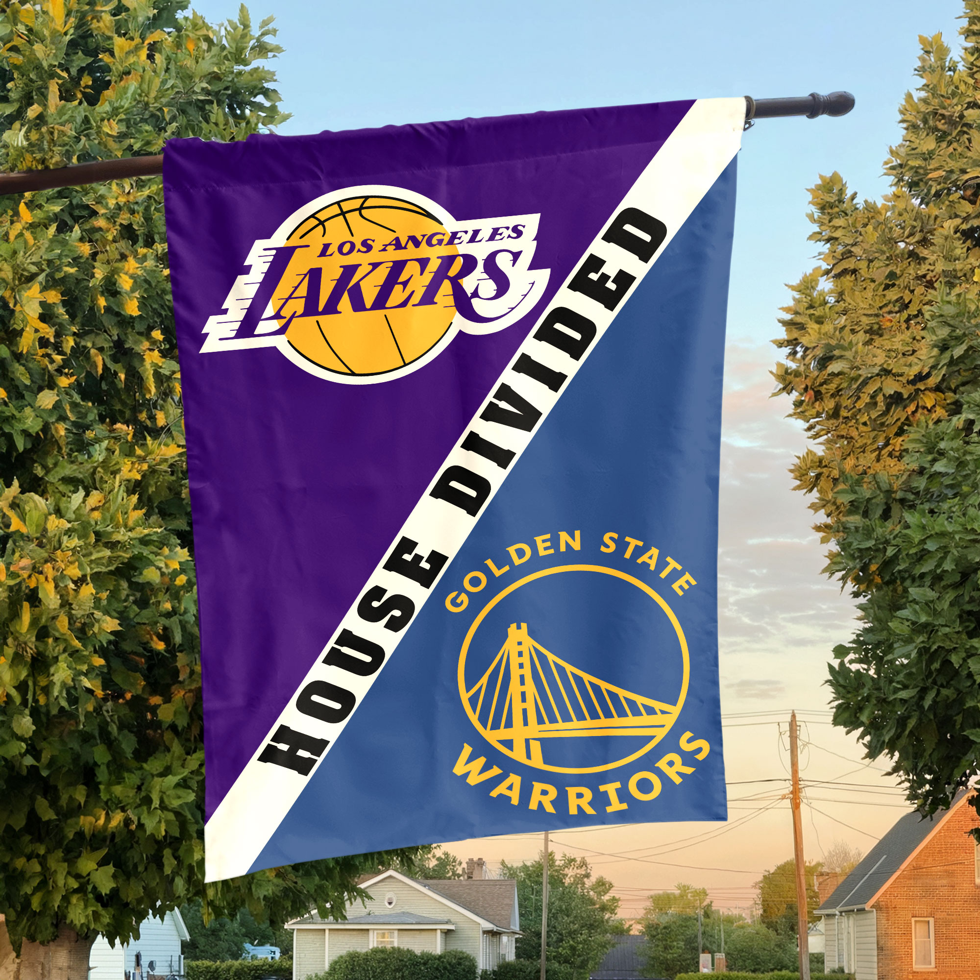 Los Angeles vs Golden State House Divided Flag, NBA House Divided Flag