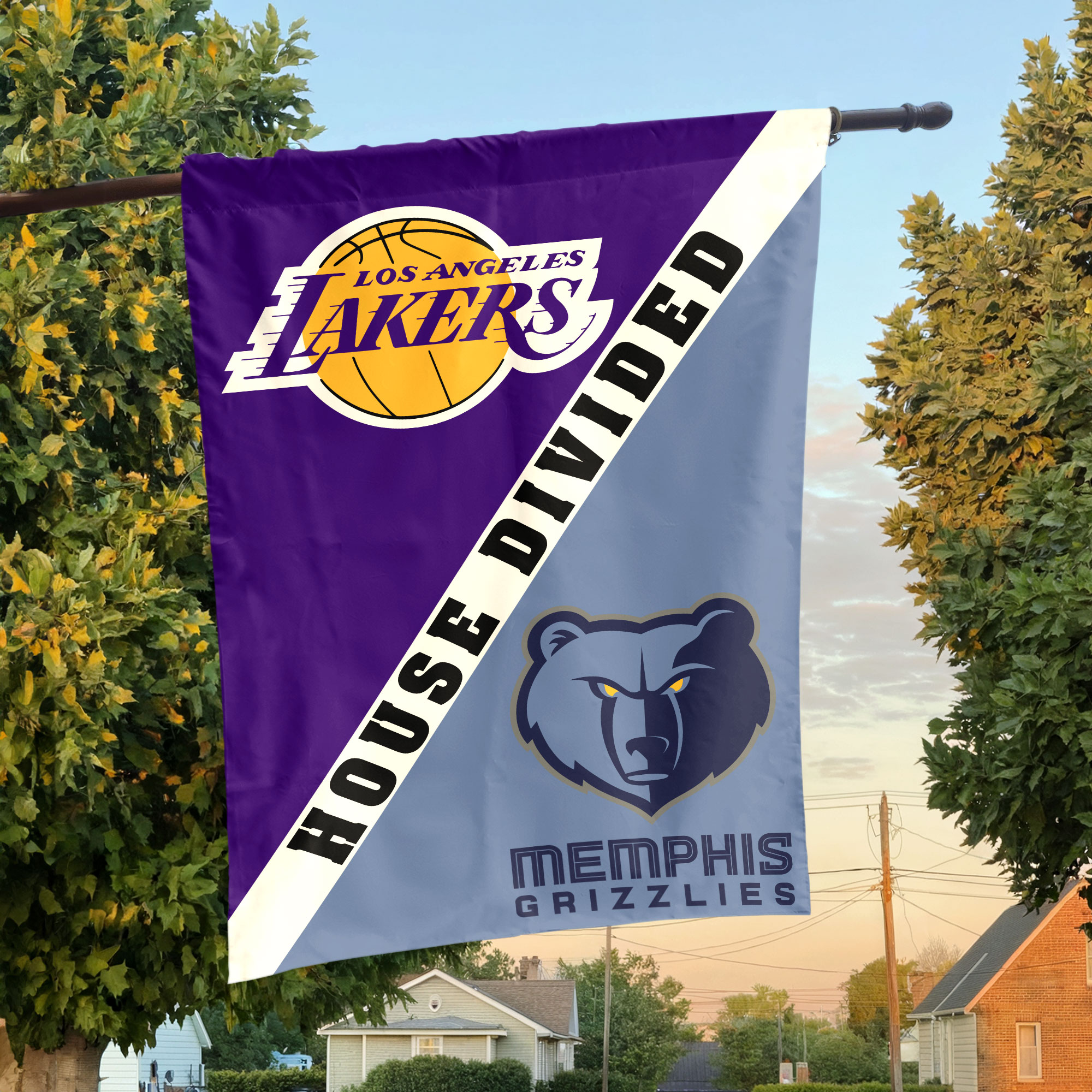 Los Angeles vs Memphis House Divided Flag, NBA House Divided Flag