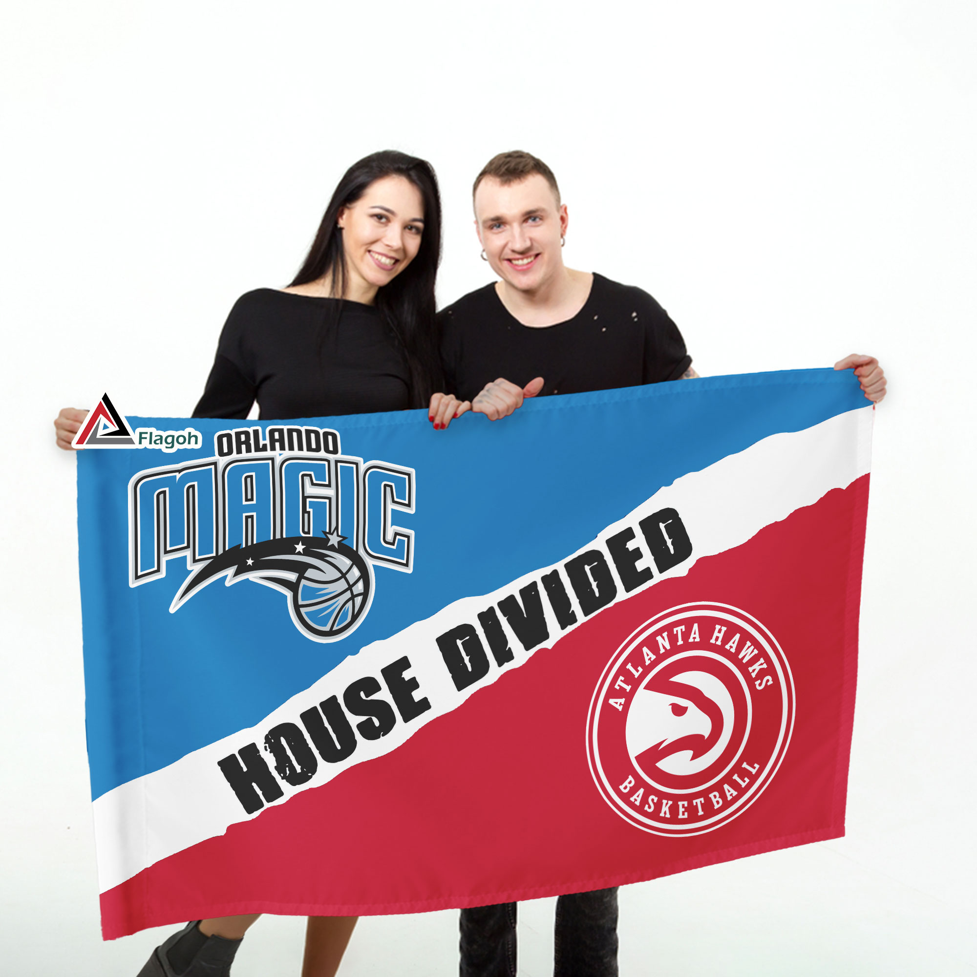 Magic vs Hawks House Divided Flag, NBA House Divided Flag - Image 3